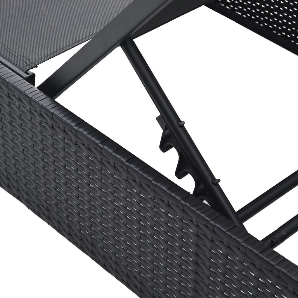 Napozóágy Fekete 60x200x27 cm Poli Rattan