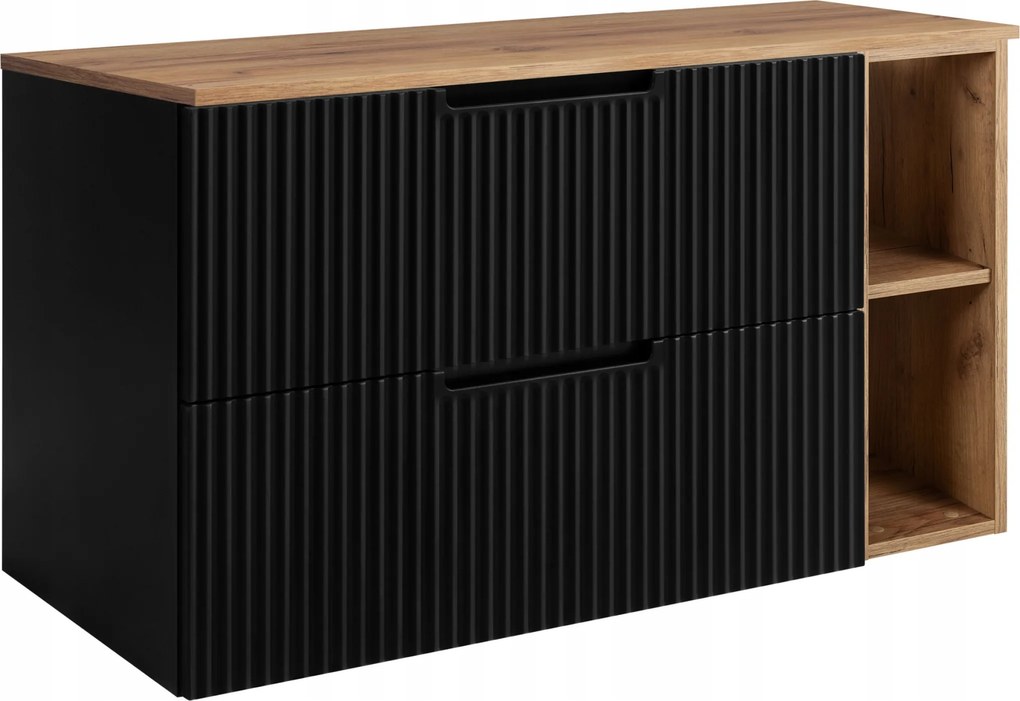 Fürdőszoba szekrény Mosdó Alá 80 fekete tölgy divatos Mdf Frontok