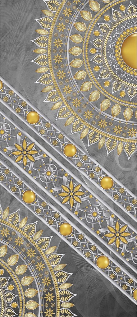 Matrica Fotótapéta Arany mandalák szürke elegancia dekoráció 91x211