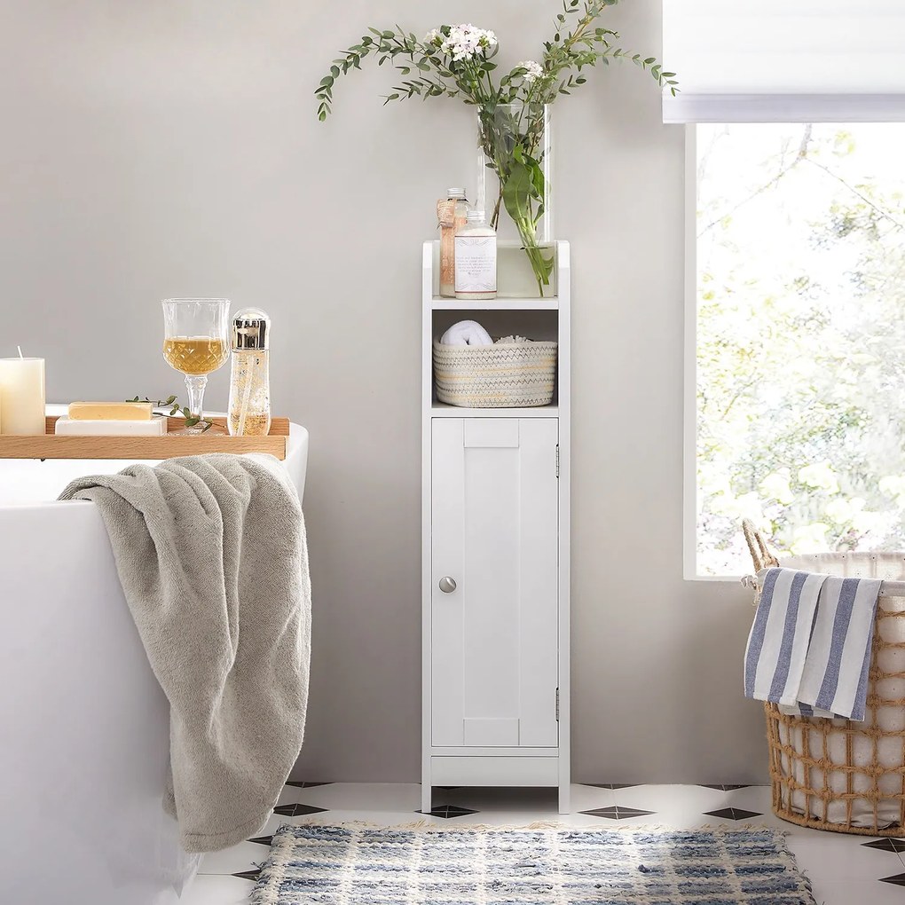 Fürdőszobai szekrény LEHAC 18x80 cm, fehér