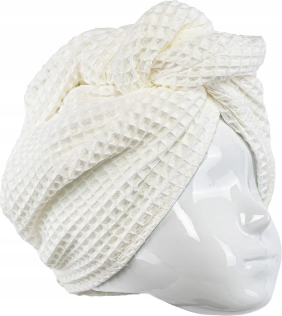 Törölköző turbán a haj szárításához, pamut, ekrü színű
