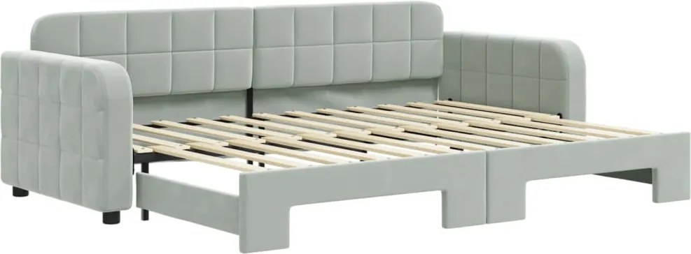 vidaXL világosszürke kihúzható bársony heverő 80 x 200 cm