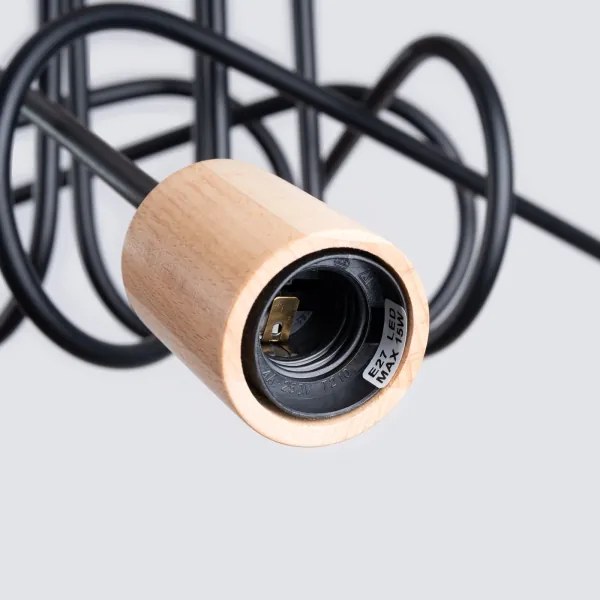 Sollux SL.1478 - Felületre szerelhető csillár EMBER 5xE27/15W/230V fekete/bézs/bükkfa