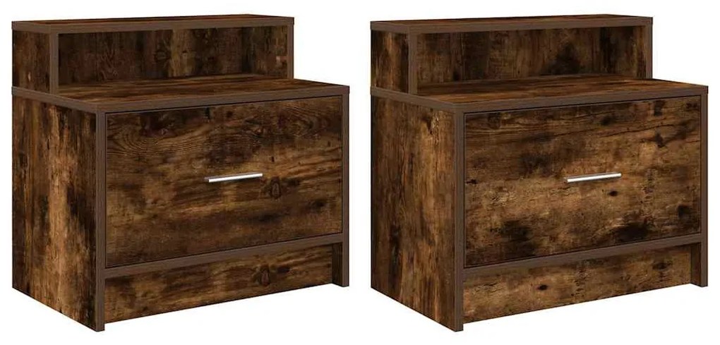 éjjeliszekrények fiókos 2 db füstölt tölgy 51 x 31 x 47 cm