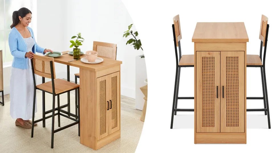 3 részes magasított étkezőgarnitúra tárolóval