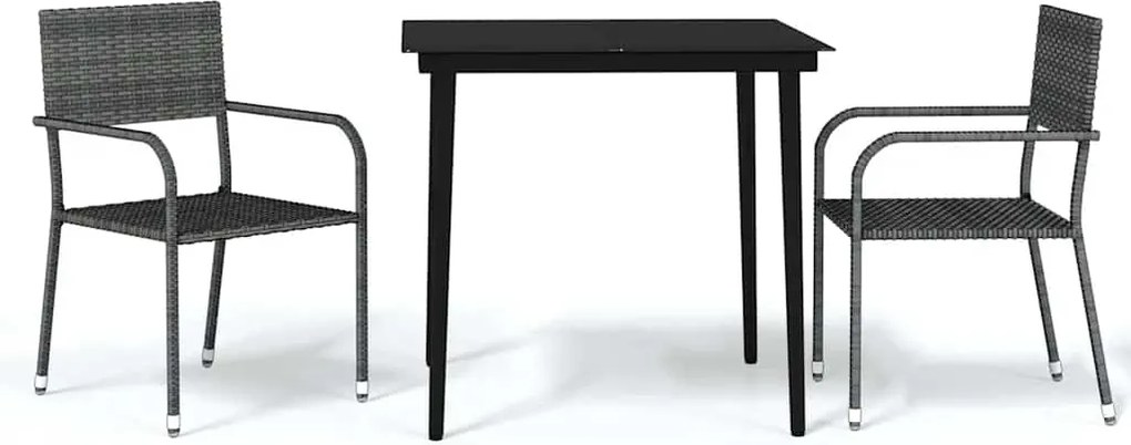 vidaXL 3 részes szürke kerti étkezőszett