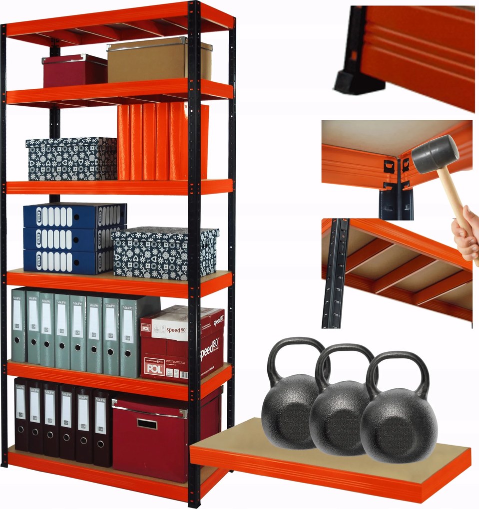 Műhelypolc fém állvány Helios 196x75x60cm 6Px350kg Erős Lengyel