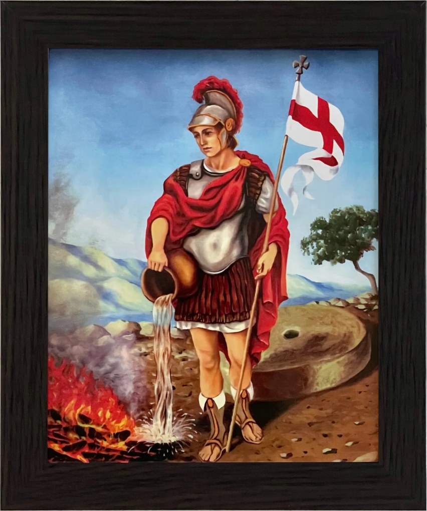 Vászonkép 30x25 Szent Flórián A Tűzoltók Védőszentje Wenge Keret