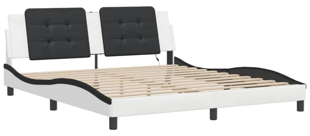 fehér és fekete ágykeret LED-ekkel matrac nélkül Zadar 180 x 200 cm