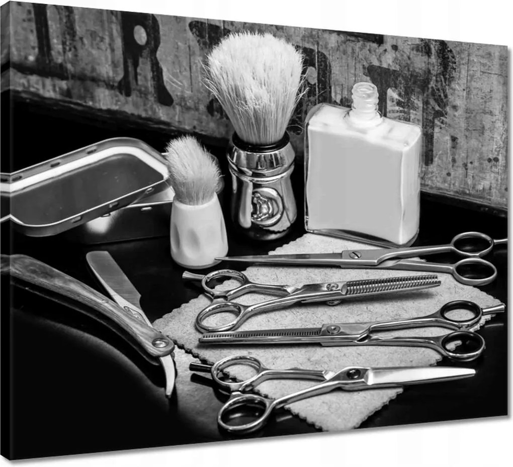 Vászonkép 50x40 Borbély barber felszerelés