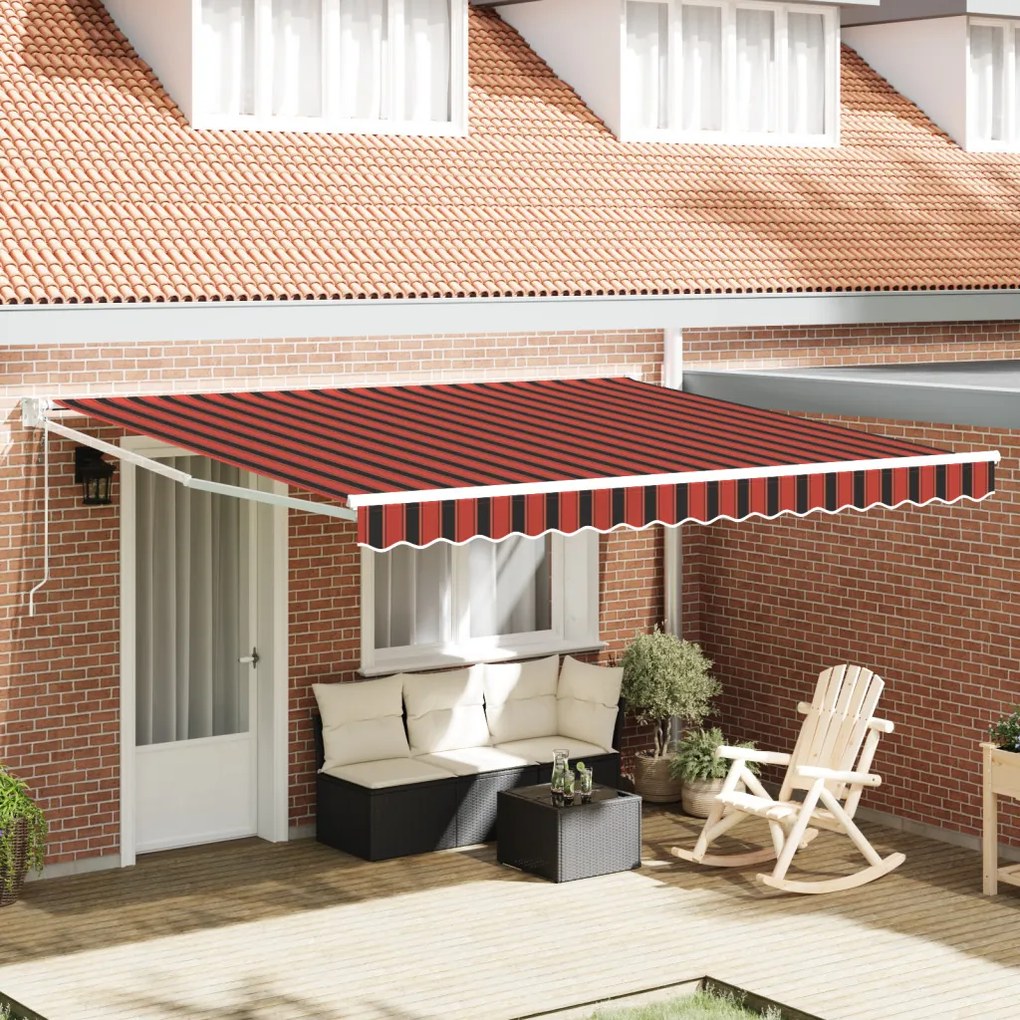 Kézi Behúzható Napellenző LED-del Narancs és Barna 350x250 cm