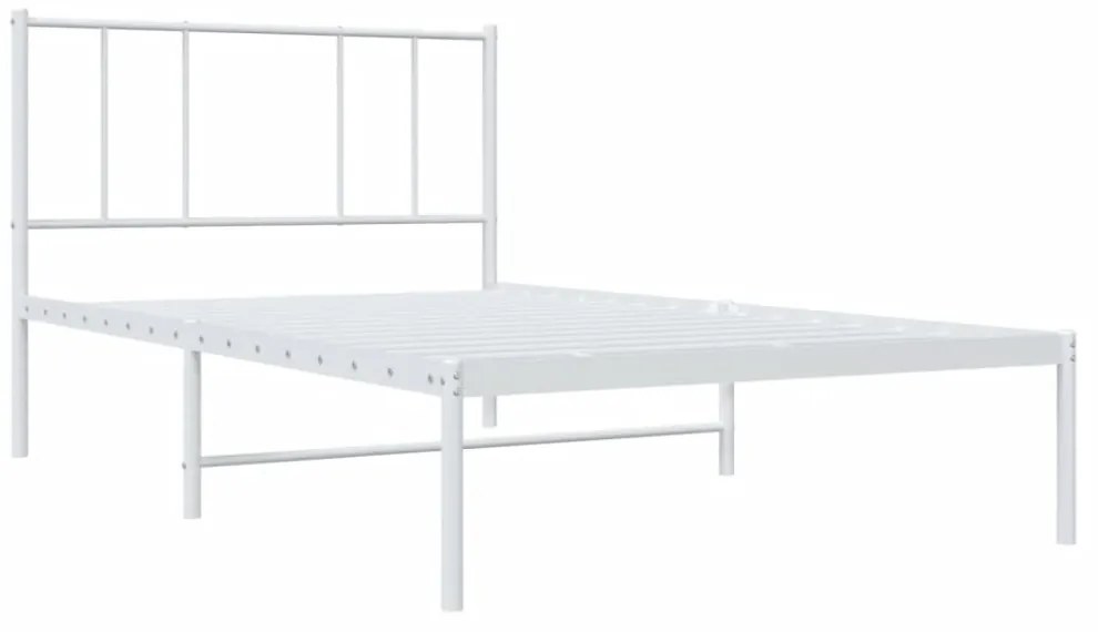 fehér fém ágykeret fejtámlával 100x200 cm