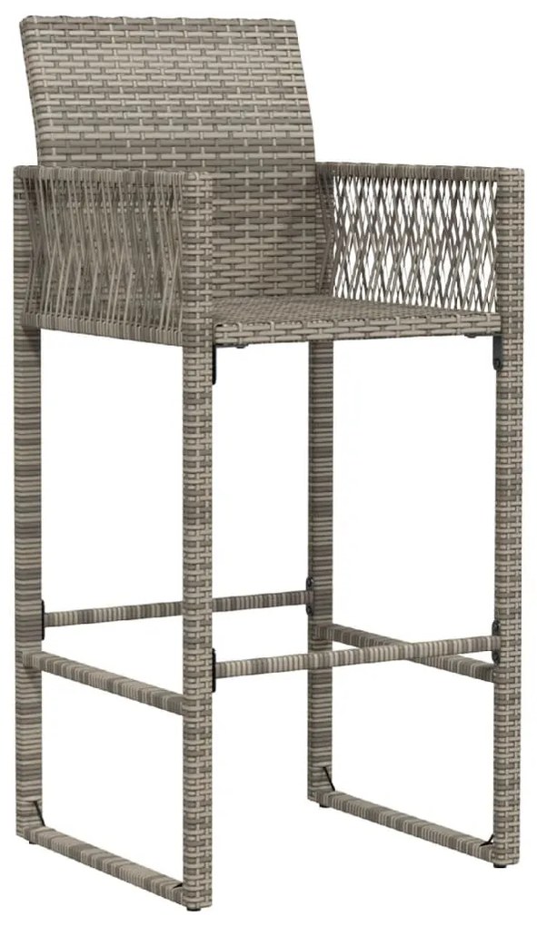 2 db szürke polyrattan kerti bárszék