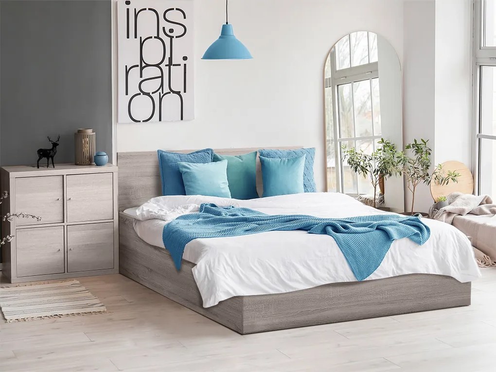 Ágy SOFIA 160 x 200 cm, szarvasgomba tölgy Matrac: Coco Maxi matrac 20 cm, Ágyrács: Lamellás ágyráccsal
