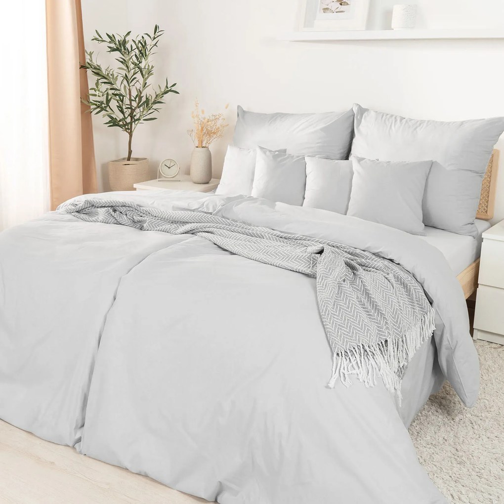 Goldea pamut ágyneműhuzat garnitúra - világosszürke 240 x 220 és 2db 70 x 90 cm