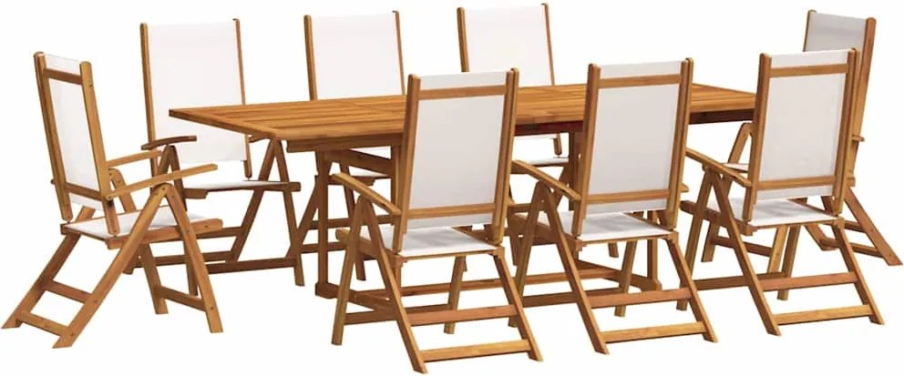 vidaXL 9 részes tömör akácfa és textilén kerti étkezőgarnitúra