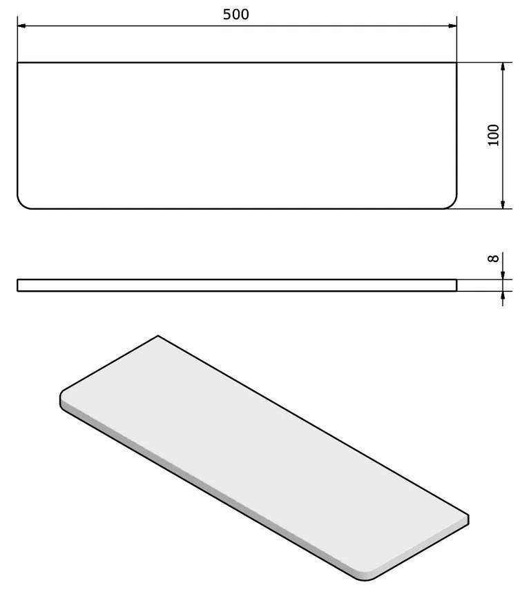 SAPHO 23481 polc 50 x 10 x 0,8 cm, átlátszó üveg