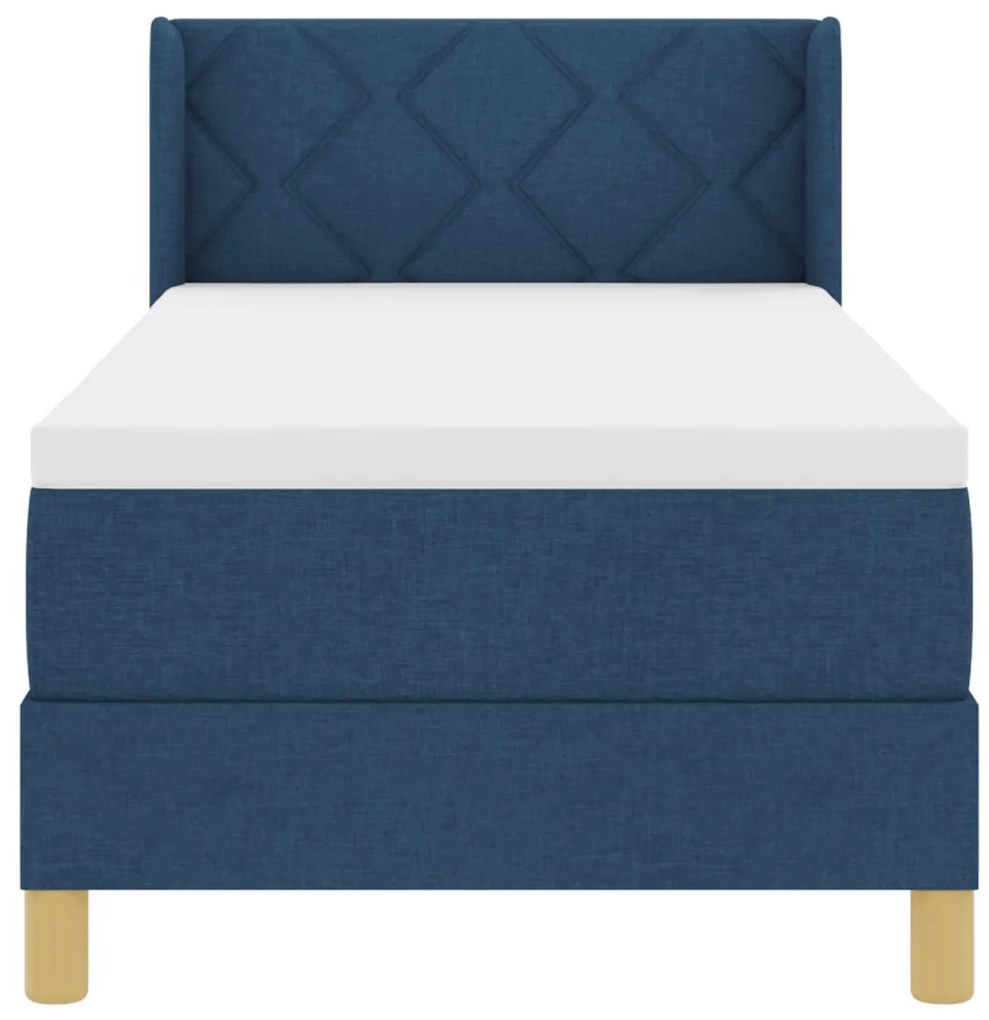 Boxspring Ágy Matraccal - Kék, 80 x 200 cm Textil