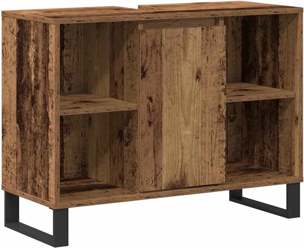 vidaXL Fürdőszoba Székény polcokkal Öreg fa 80 x 33 x 60 cm Faanyag