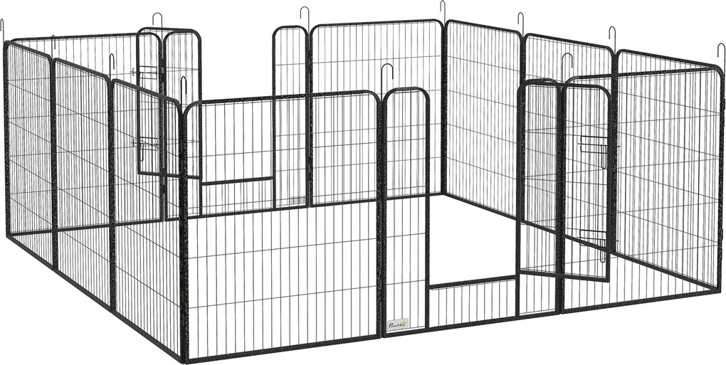 PawHut 12 részes összecsukható kutyakerítés — 100 cm magas, 2 zárható ajtó, beltéri/kültéri | Aosom