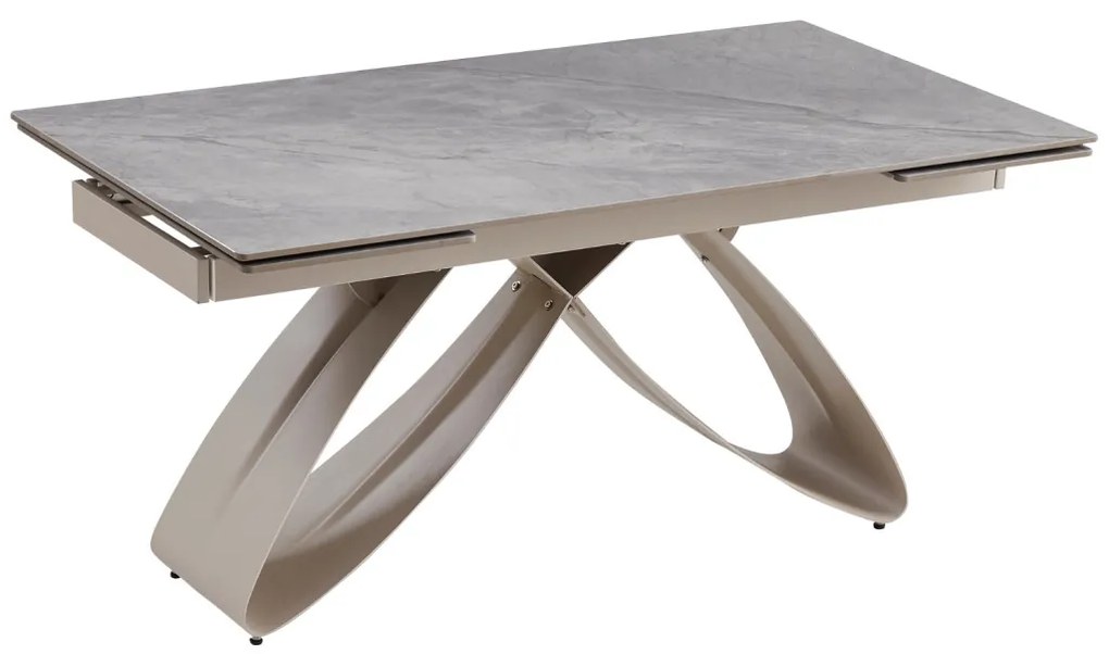 Szürke Márványhatású Bővíthető Kerámia Asztal Kasmír Lábbal. LUIGI 160-240 cm