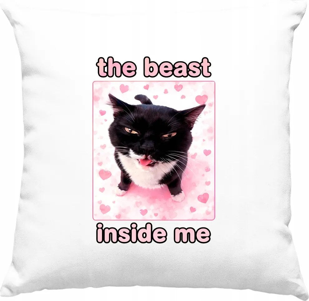 The Beast Inside Me párna – Macska Meme Fehér
