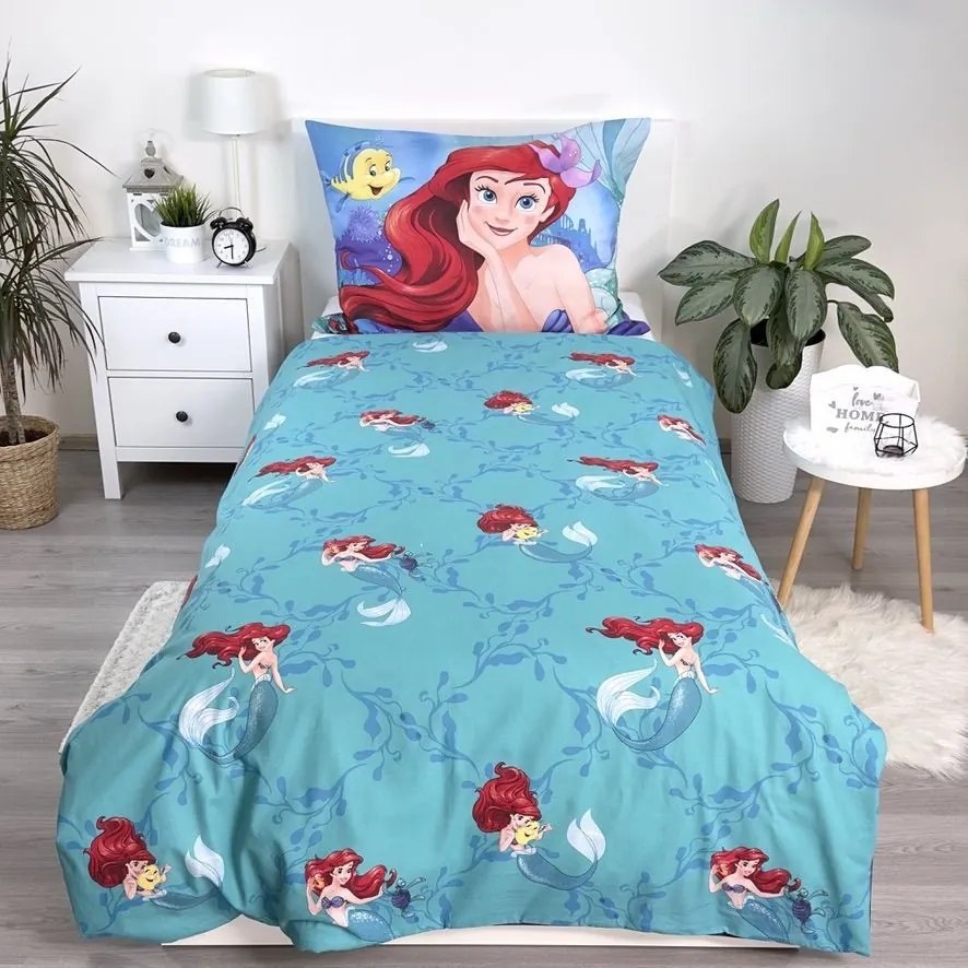 Disney Hercegnők, Ariel ágyneműhuzat 140×200cm, 70×90 cm