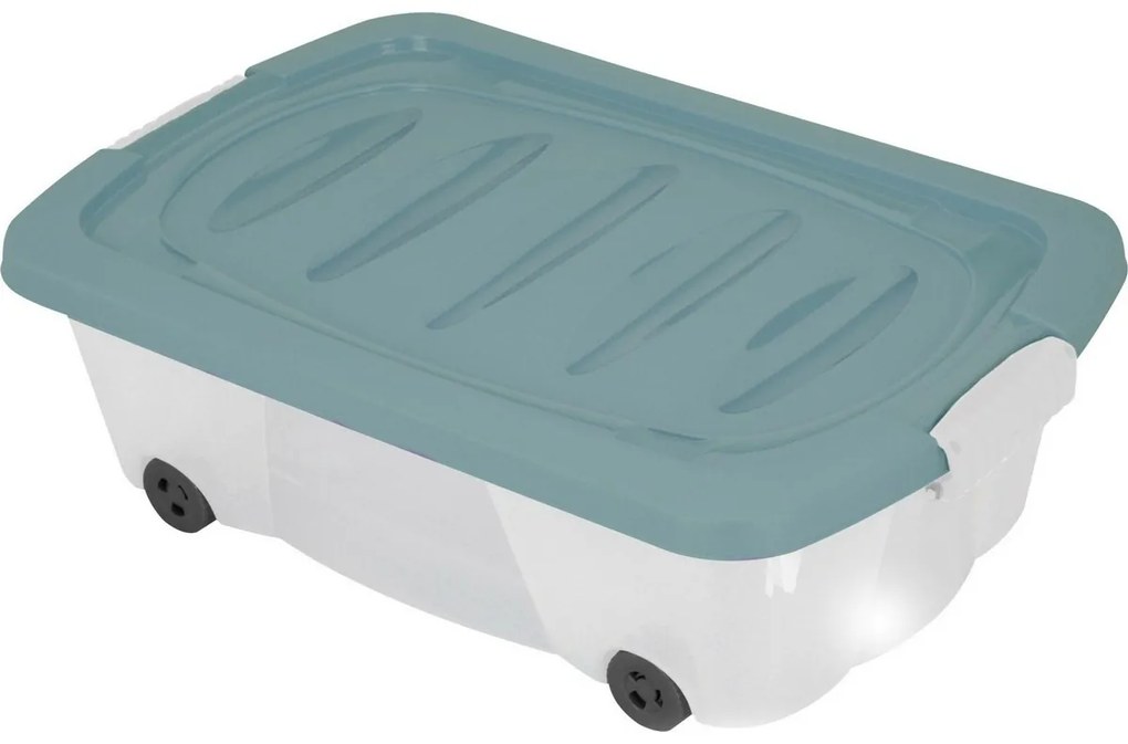 Tárolódoboz ágy alá, kerekekkel 60 × 38 × 17,5 cm,zöld