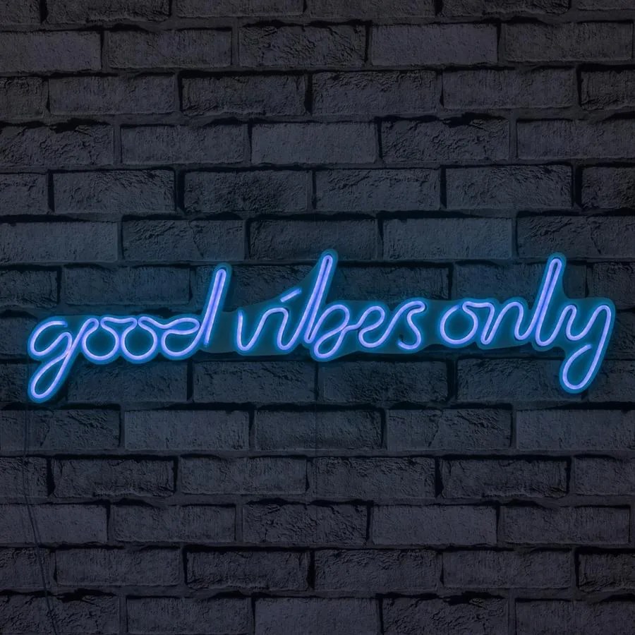 Műanyag LED-es fali dekoráció, Good Vibes Only - Blue
