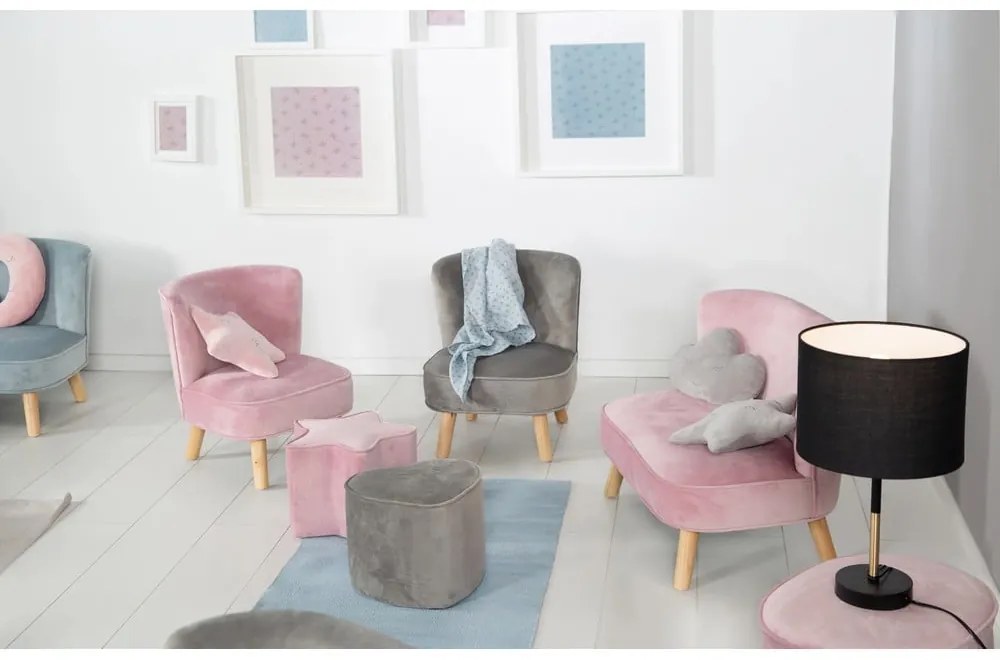 Világosszürke bársony gyerek fotel Lil Sofa – Roba