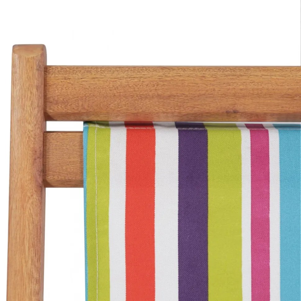 többszínű összecsukható szövetkárpitos, favázas strandszék