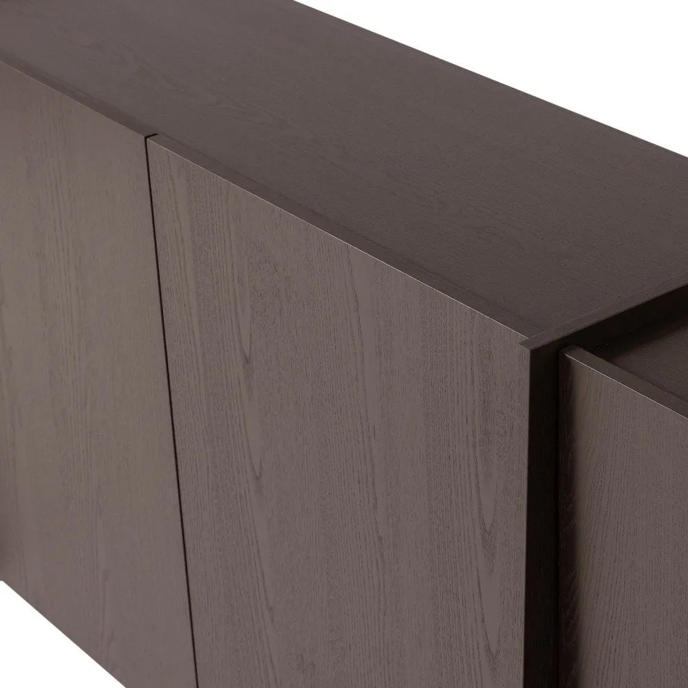 Sötétbarna komód kőrisfa dekorral 200x85x44 cm Brock – WOOOD