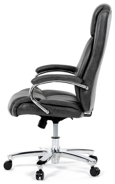 Szürke Ökobőr Irodai Főnöki Szék Hinta Mechanikával. KA-F1385 GREY