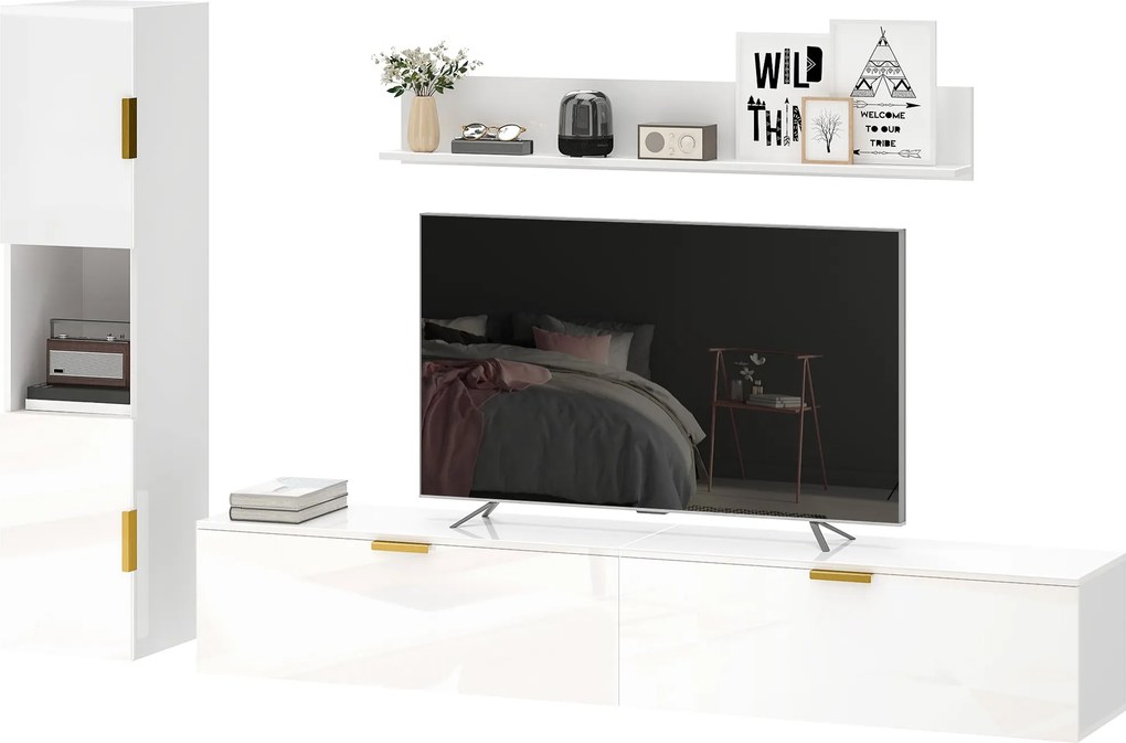 HOMCOM 3 részes lebegő TV faliszekrény polccal és tárolóval — max. 140 cm (55") TV-hez | Aosom