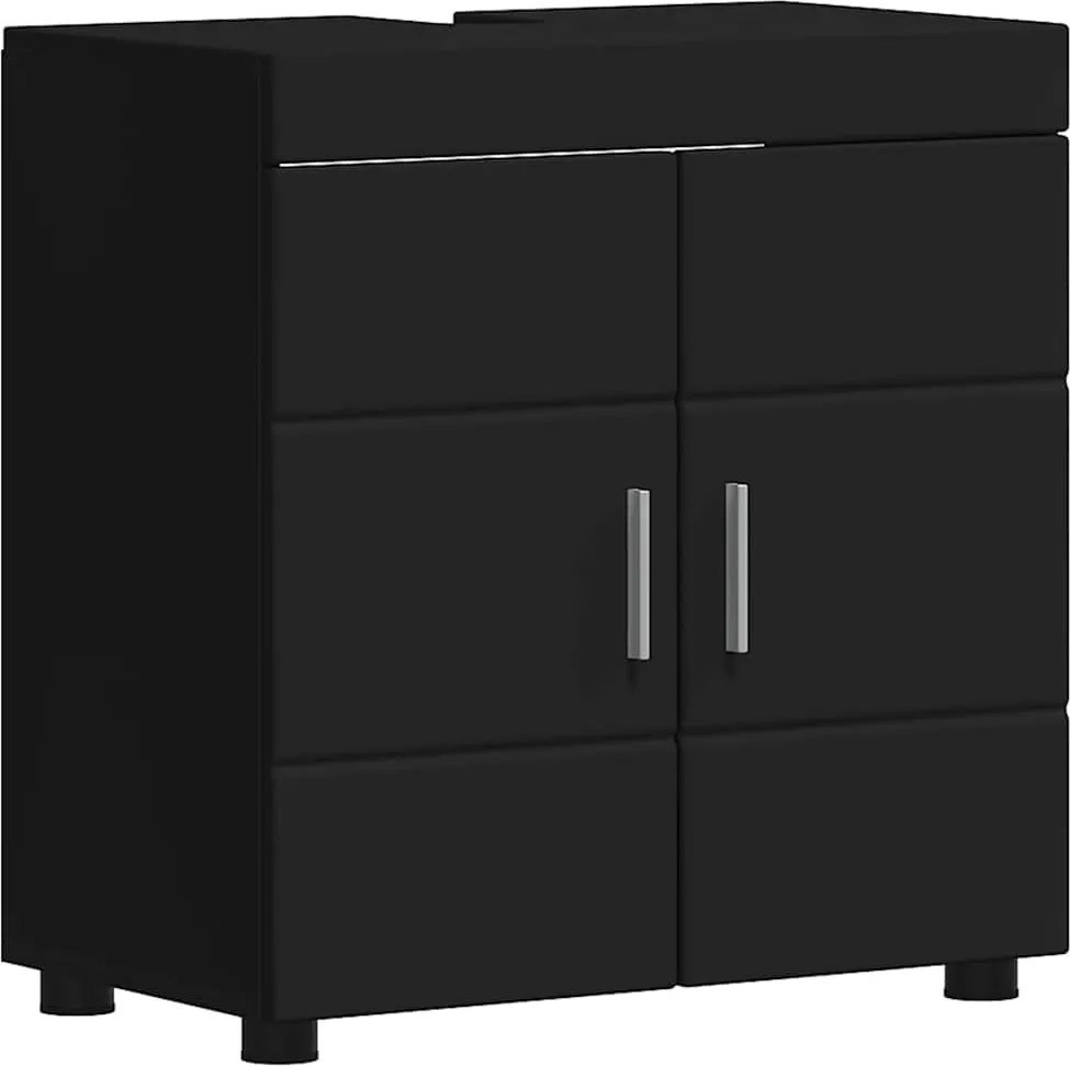 vidaXL Fürdőszobai Szekrény Szett TULUM Fekete 60 x 34 x 63 cm Faanyag
