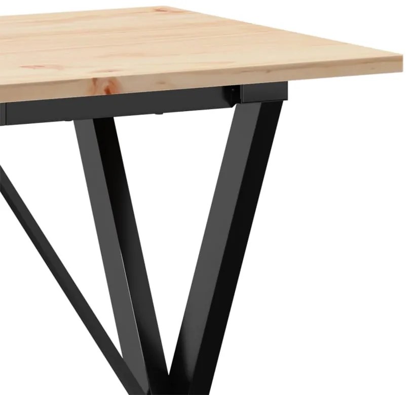 tömör fenyőfa és acél étkezőasztal X-vázzal 80x50x75 cm