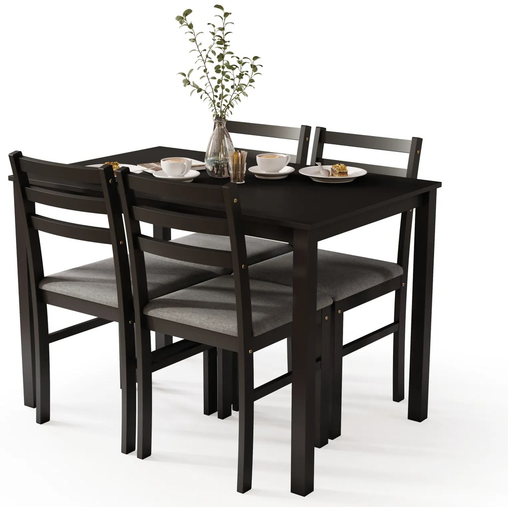 MAZZONI EXPORT TORINO étkezőgarnitúra asztal + 4 szék Fekete/Világosszürke (Savana 21 szövet) - FA ÉTKEZŐ GARNITÚRA KONYHÁBA/ÉTKEZŐBE