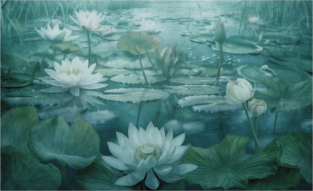 Flizelin tapéta Fali Flizelin Prémium Vízi virágok 416x254 Ragasztó