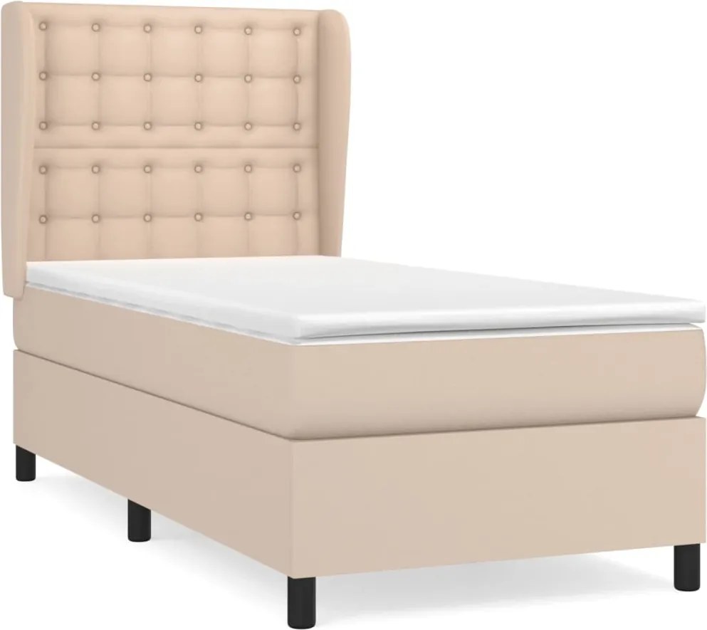 vidaXL cappuccino színű műbőr rugós ágy matraccal 80 x 200 cm