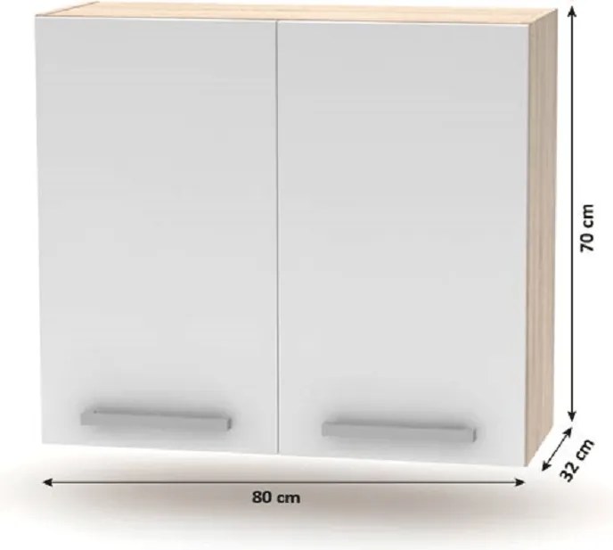 Konyhabútor 2,4 m, tölgy sonoma/fehér, NOVA PLUS