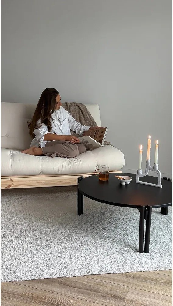 Fekete borovi fenyő kerek dohányzóasztal ø 80 cm Sticks – Karup Design