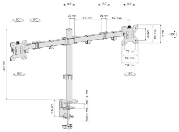 CONNECT IT CMF-3203-BK - Univerzális tartó 2 monitorhoz 13-32” fekete