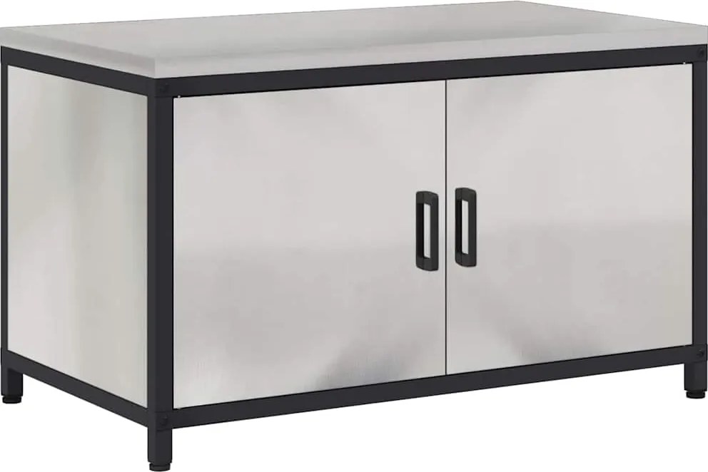 vidaXL Konyhai Tárolás polcokkal tárolóval Ezüst 60 x 50 x 92 cm Acél