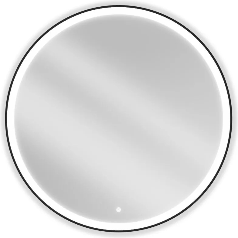 Mexen Esso kerek LED háttérvilágítású fürdőszobai tükör 100cm 6000K páramentes fűtőbetét fekete keret 9825-100-100-611-70