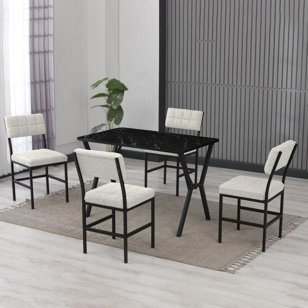 Dubai étkezőgarnitúra, krém-fekete, 110 cm