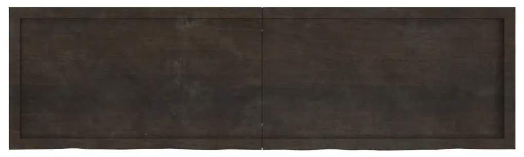 sötétbarna kezelt tömör tölgyfa fali polc 180 x 50 x (2-4) cm