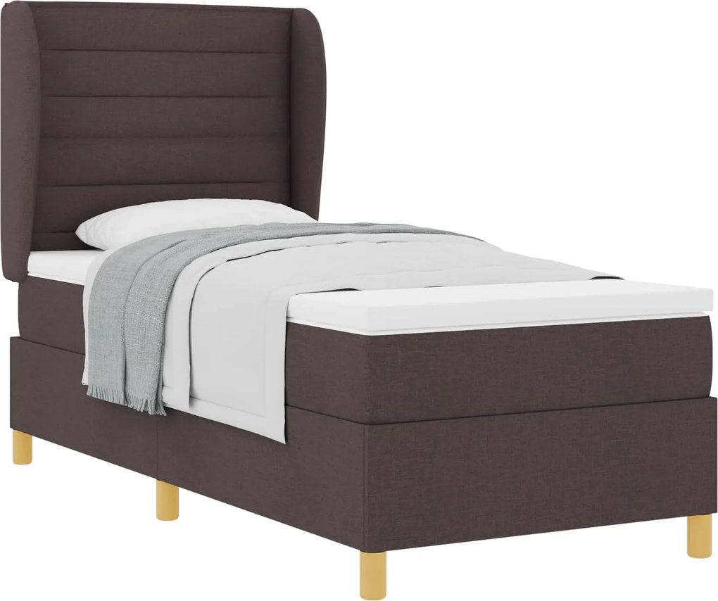 vidaXL Boxspring ágy matraccal Sötétszürke 90x190 cm Szövet sötétbarna