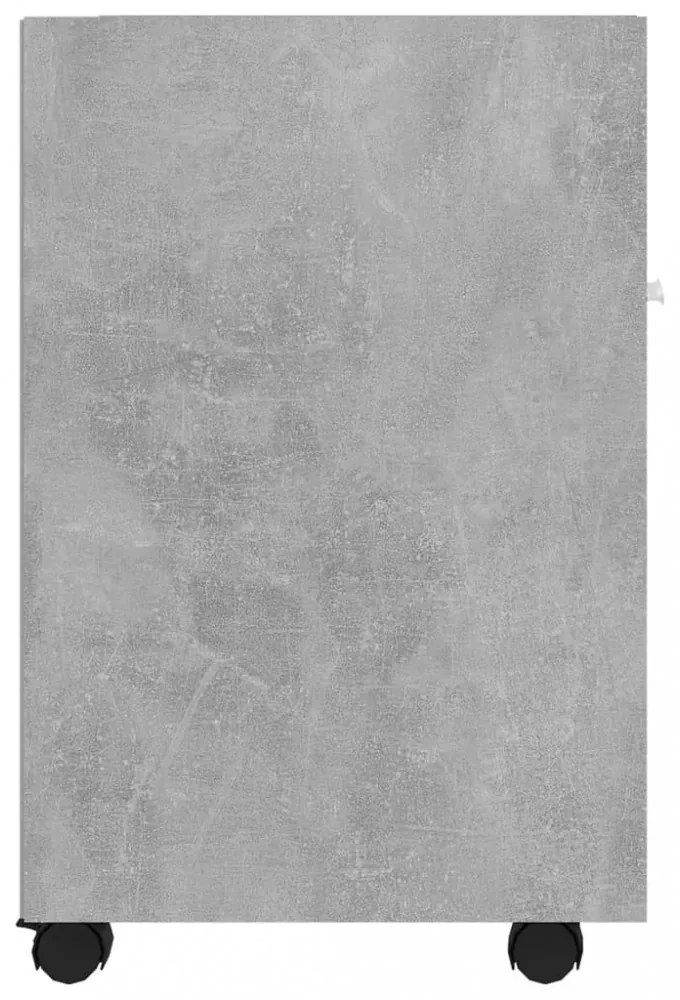 betonszürke szerelt fa kerekes kisszekrény 33 x 38 x 60 cm