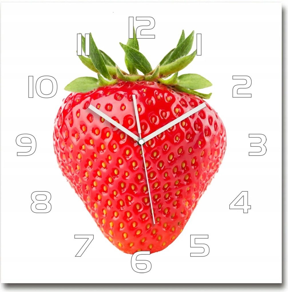 Nagy négyzet alakú üveg falióra Eper 60x60 cm