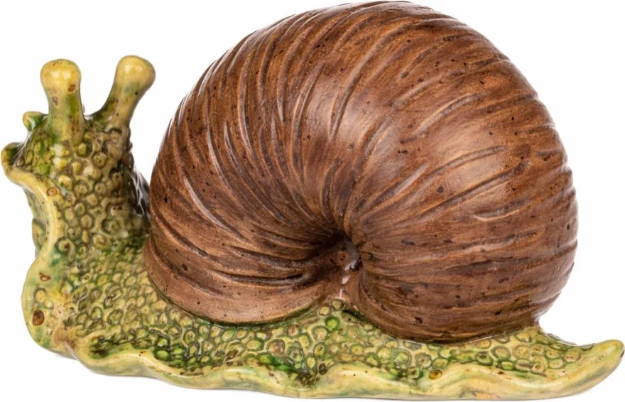 Kerti dekoráció Csiga, sötétbarna, 16 x 7 x 10 cm,kerámia
